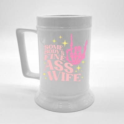 SomebodyS Fine Ass Wife Retro Skeleton Hand Witchy Cute Gift Beer Stein