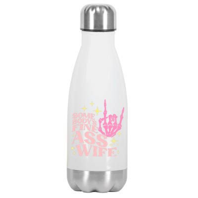 SomebodyS Fine Ass Wife Retro Skeleton Hand Witchy Cute Gift Stainless Steel Insulated Water Bottle