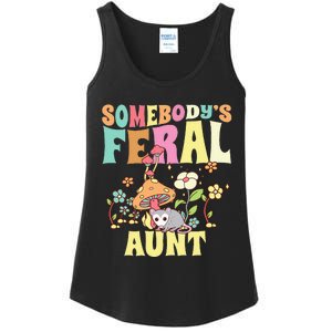 Somebody's Feral Aunt Opossum Wild Auntie Groovy Mushroom Ladies Essential Tank