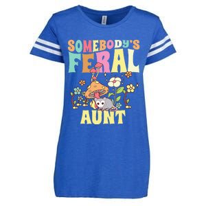 Somebody's Feral Aunt Opossum Wild Auntie Groovy Mushroom Enza Ladies Jersey Football T-Shirt