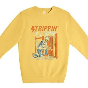 Stripping For A Living Funny Electrician Humor Premium Crewneck Sweatshirt