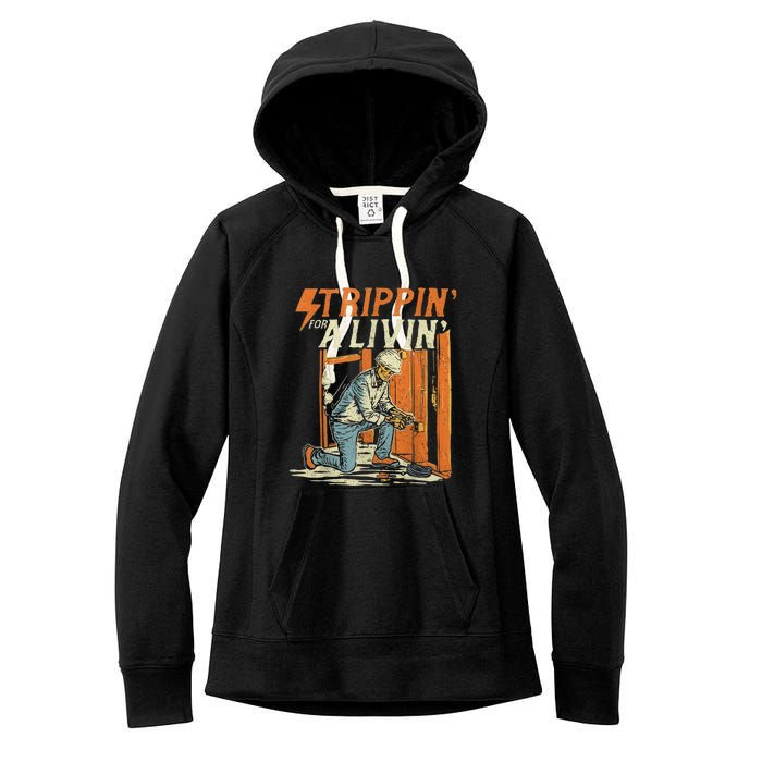 Stripping For A Living Funny Electrician Humor Women's Fleece Hoodie