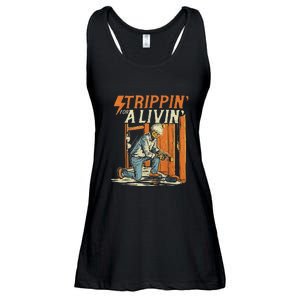 Stripping For A Living Funny Electrician Humor Ladies Essential Flowy Tank