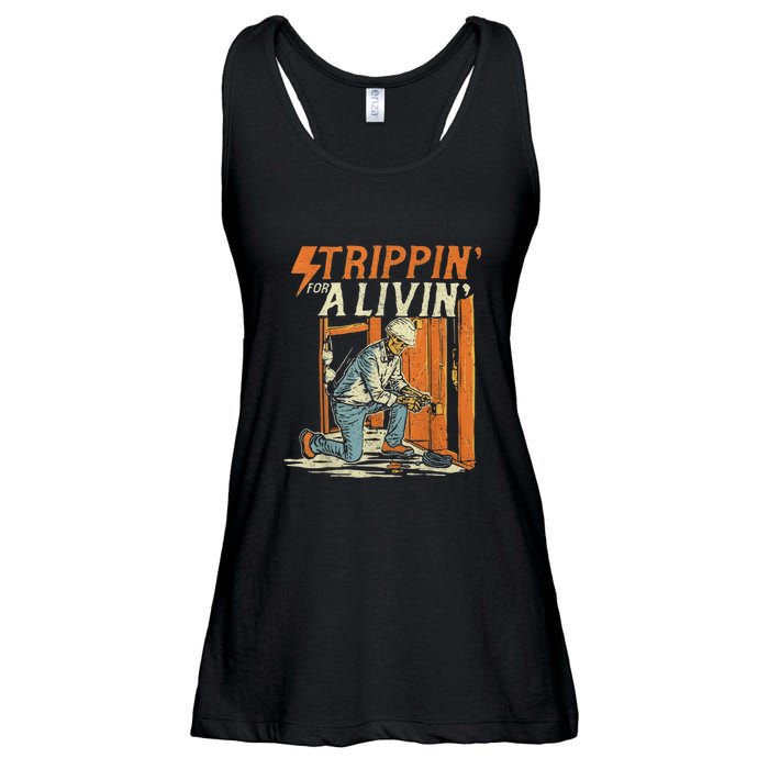 Stripping For A Living Funny Electrician Humor Ladies Essential Flowy Tank