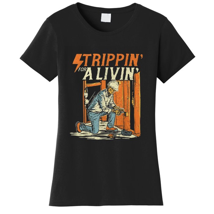 Stripping For A Living Funny Electrician Humor Women's T-Shirt