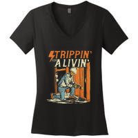 Stripping For A Living Funny Electrician Humor Women's V-Neck T-Shirt