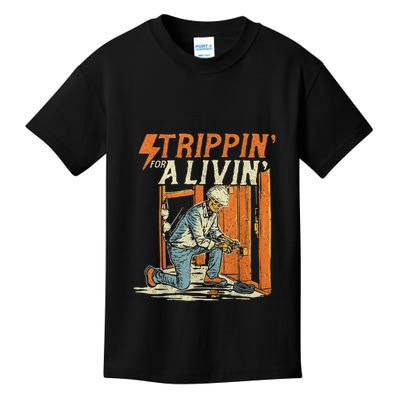 Stripping For A Living Funny Electrician Humor Kids T-Shirt