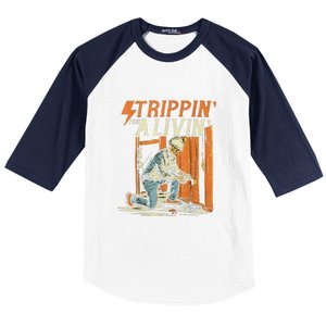 Stripping For A Living Funny Electrician Humor Baseball Sleeve Shirt