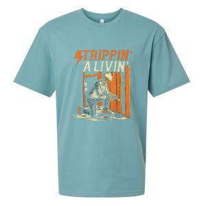 Stripping For A Living Funny Electrician Humor Sueded Cloud Jersey T-Shirt