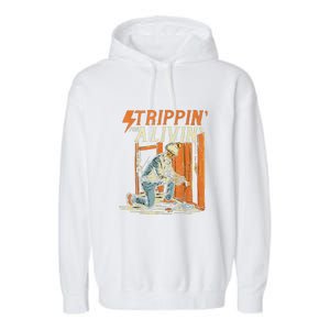 Stripping For A Living Funny Electrician Humor Garment-Dyed Fleece Hoodie