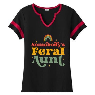 Somebody's Feral Aunt   Ladies Halftime Notch Neck Tee