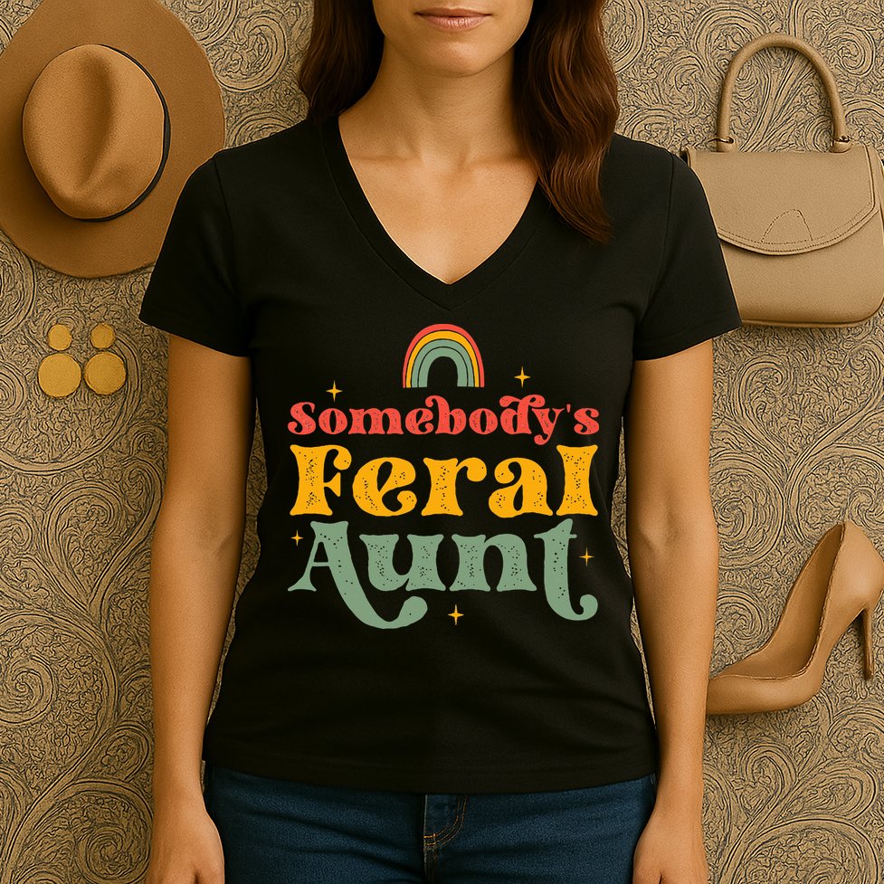 Somebody's Feral Aunt   Women's V-Neck T-Shirt