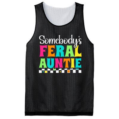 Somebody's Feral Aunt Mothers Day Colorful Auntie Mesh Reversible Basketball Jersey Tank