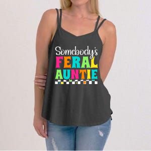 Somebody's Feral Aunt Mothers Day Colorful Auntie Women's Strappy Tank