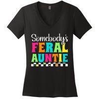 Somebody's Feral Aunt Mothers Day Colorful Auntie Women's V-Neck T-Shirt