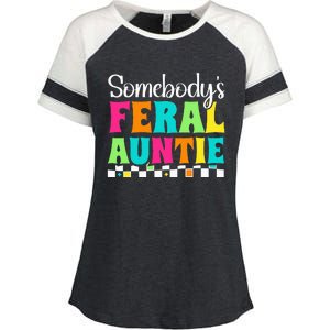 Somebody's Feral Aunt Mothers Day Colorful Auntie Enza Ladies Jersey Colorblock Tee