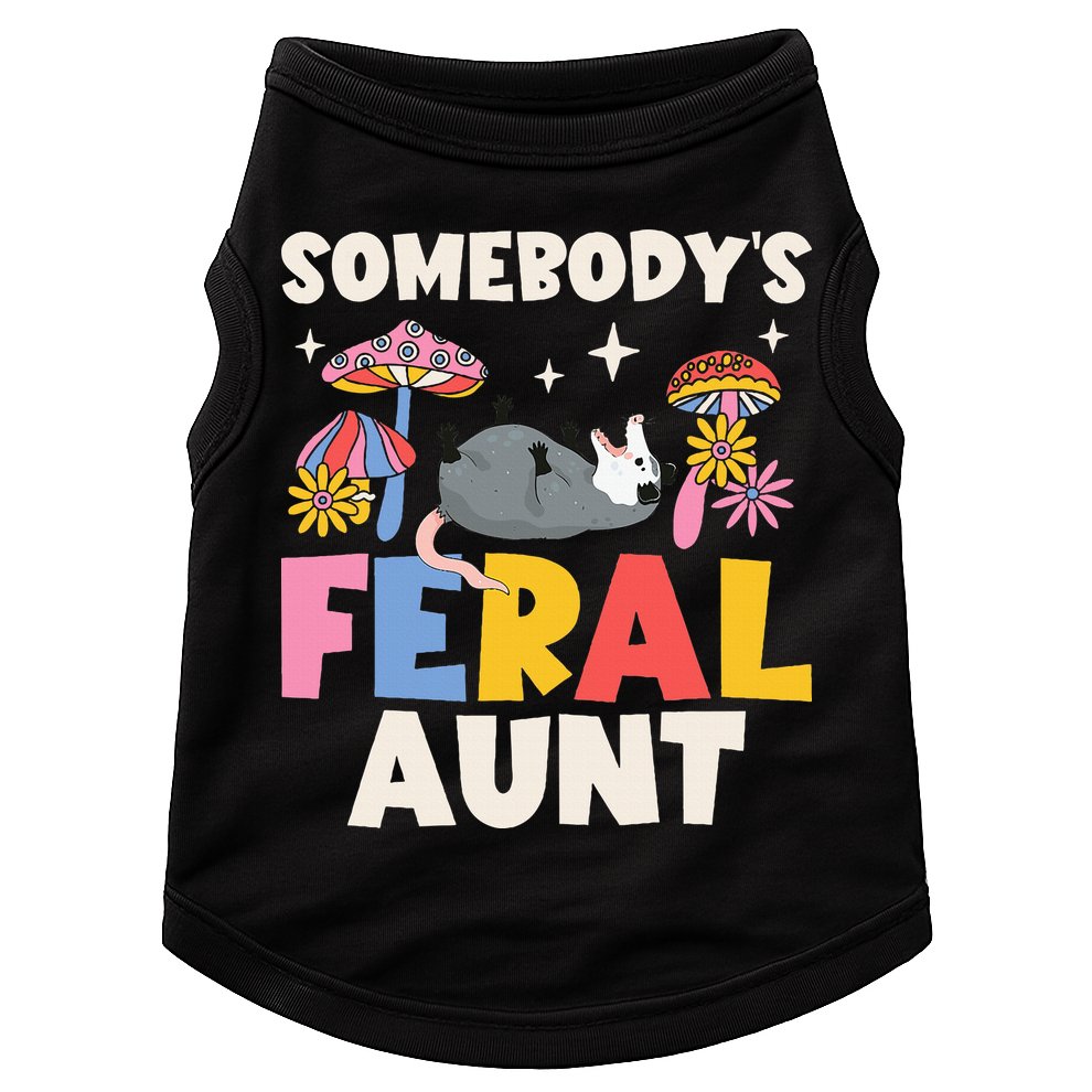 Somebody's Feral Aunt Opossum Wild Auntie Groovy Mushroom Doggie Tank
