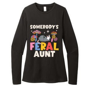 Somebody's Feral Aunt Opossum Wild Auntie Groovy Mushroom Womens CVC Long Sleeve Shirt