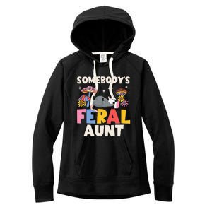 Somebody's Feral Aunt Opossum Wild Auntie Groovy Mushroom Women's Fleece Hoodie