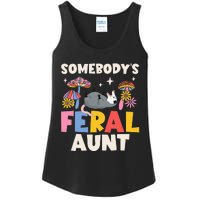 Somebody's Feral Aunt Opossum Wild Auntie Groovy Mushroom Ladies Essential Tank