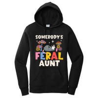 Somebody's Feral Aunt Opossum Wild Auntie Groovy Mushroom Women's Pullover Hoodie