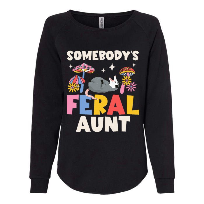 Somebody's Feral Aunt Opossum Wild Auntie Groovy Mushroom Womens California Wash Sweatshirt