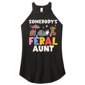 Somebody's Feral Aunt Opossum Wild Auntie Groovy Mushroom Women's Perfect Tri Rocker Tank