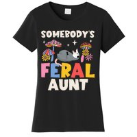 Somebody's Feral Aunt Opossum Wild Auntie Groovy Mushroom Women's T-Shirt