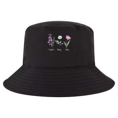 Subtle Floral Anti Trump Flowers Foxglove Daisy Tulip Funny Cool Comfort Performance Bucket Hat