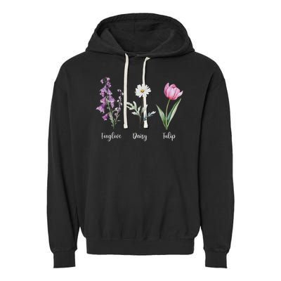 Subtle Floral Anti Trump Flowers Foxglove Daisy Tulip Funny Garment-Dyed Fleece Hoodie