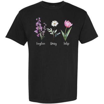 Subtle Floral Anti Trump Flowers Foxglove Daisy Tulip Funny Garment-Dyed Heavyweight T-Shirt