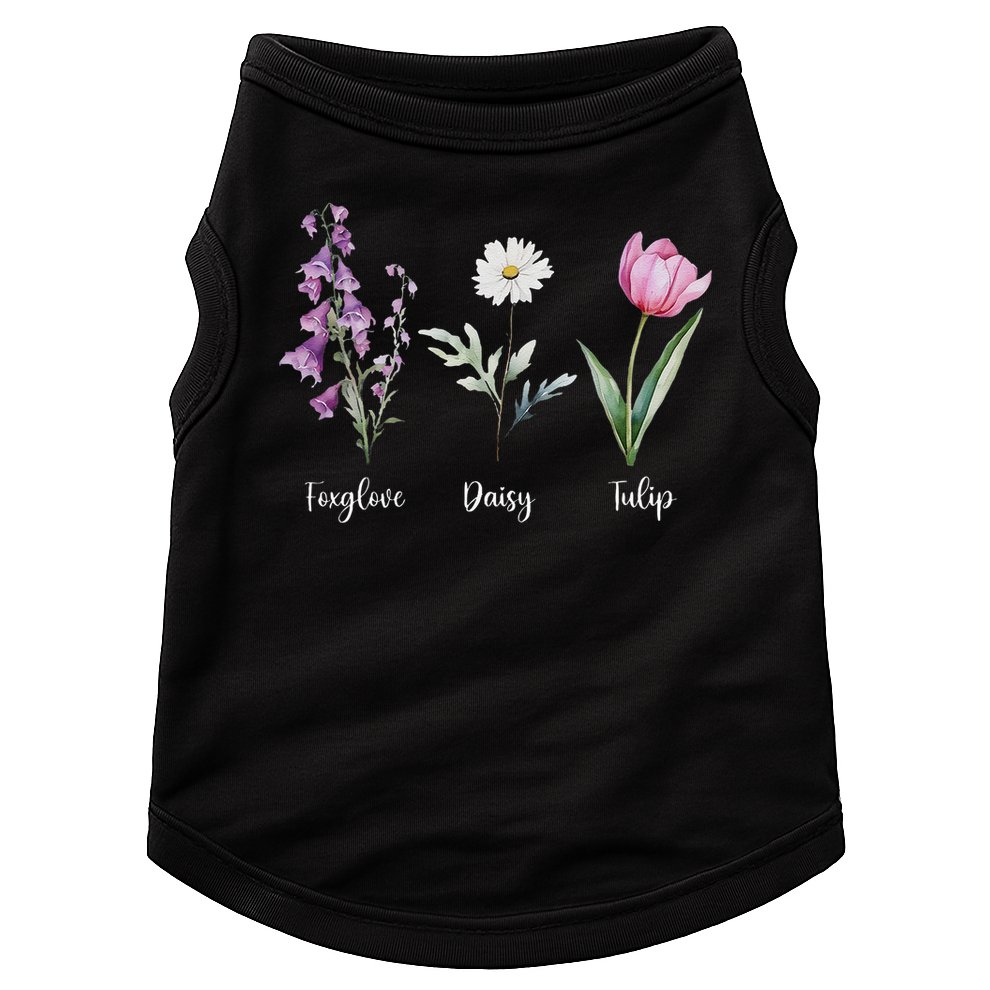 Subtle Floral Anti Trump Flowers Foxglove Daisy Tulip Funny Doggie Tank