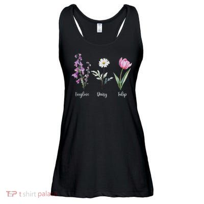 Subtle Floral Anti Trump Flowers Foxglove Daisy Tulip Funny Ladies Essential Flowy Tank