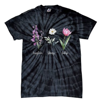 Subtle Floral Anti Trump Flowers Foxglove Daisy Tulip Funny Tie-Dye T-Shirt