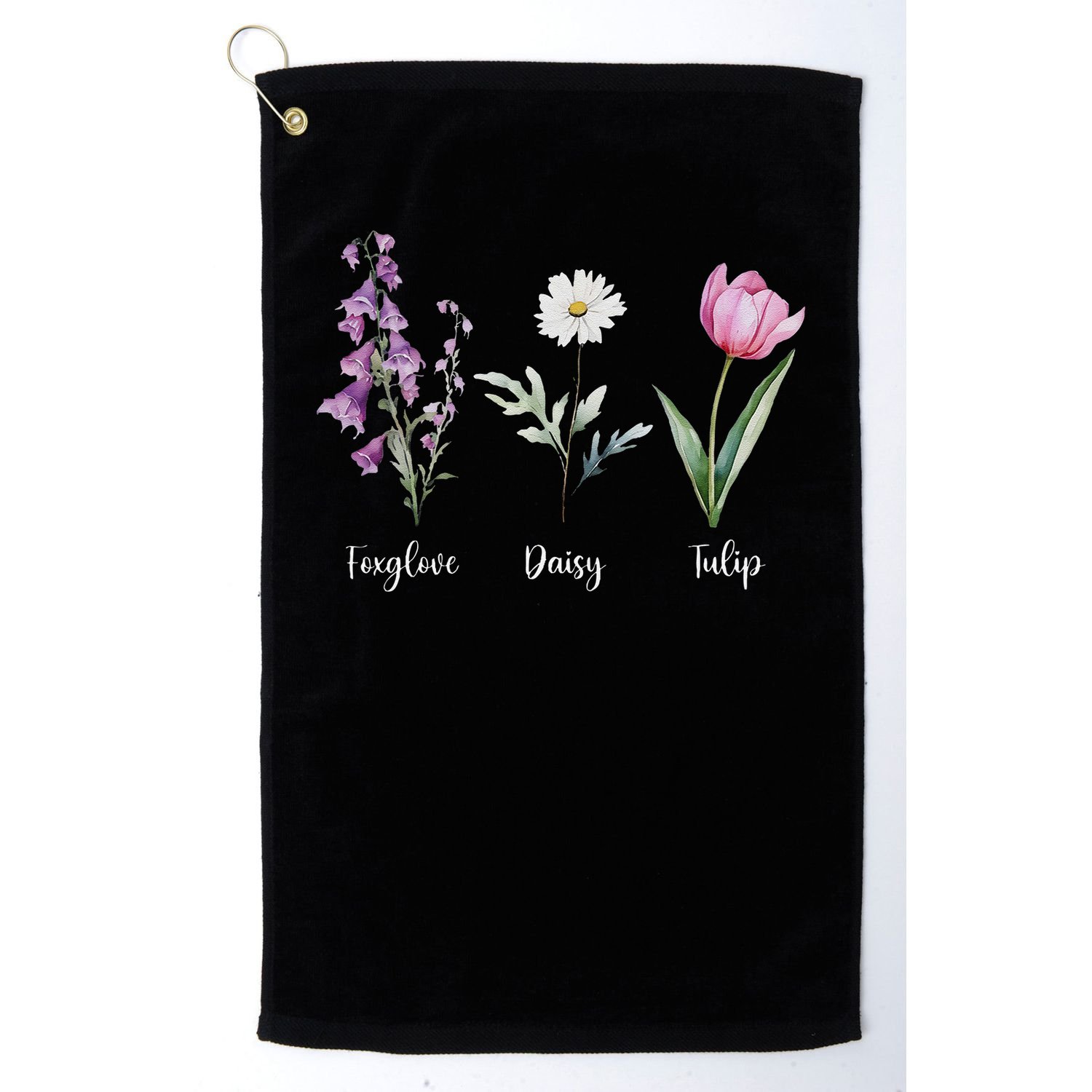 Subtle Floral Anti Trump Flowers Foxglove Daisy Tulip Funny Golf Towel