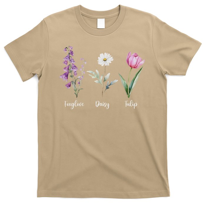 Subtle Floral Anti Trump Flowers Foxglove Daisy Tulip Funny T-Shirt
