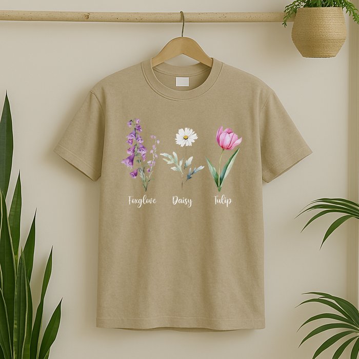Subtle Floral Anti Trump Flowers Foxglove Daisy Tulip Funny T-Shirt