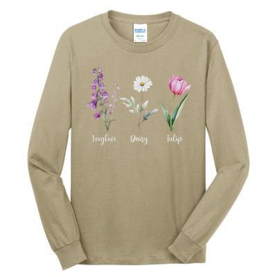 Subtle Floral Anti Trump Flowers Foxglove Daisy Tulip Funny Tall Long Sleeve T-Shirt
