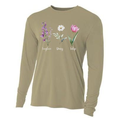 Subtle Floral Anti Trump Flowers Foxglove Daisy Tulip Funny Cooling Performance Long Sleeve Crew