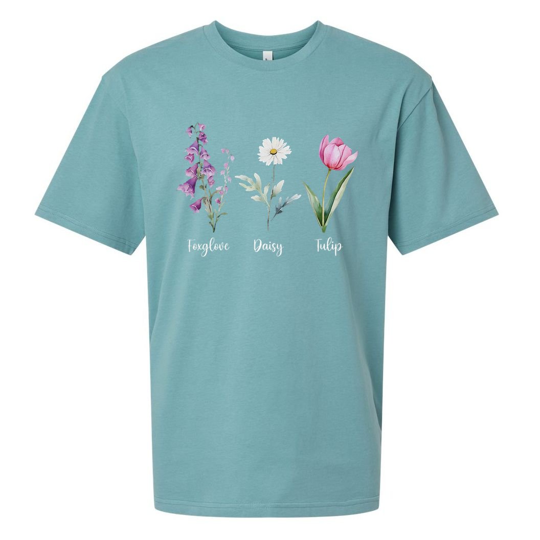 Subtle Floral Anti Trump Flowers Foxglove Daisy Tulip Funny Sueded Cloud Jersey T-Shirt