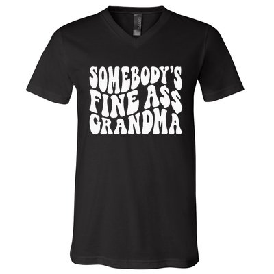 SomebodyS Fine Ass Grandma Funny V-Neck T-Shirt