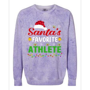 SantaS Favorite Athlete Funny Christmas Athlete Xmas Gift Colorblast Crewneck Sweatshirt