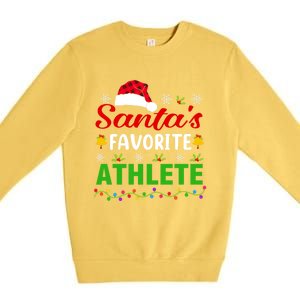 SantaS Favorite Athlete Funny Christmas Athlete Xmas Gift Premium Crewneck Sweatshirt