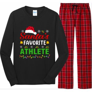 SantaS Favorite Athlete Funny Christmas Athlete Xmas Gift Long Sleeve Pajama Set