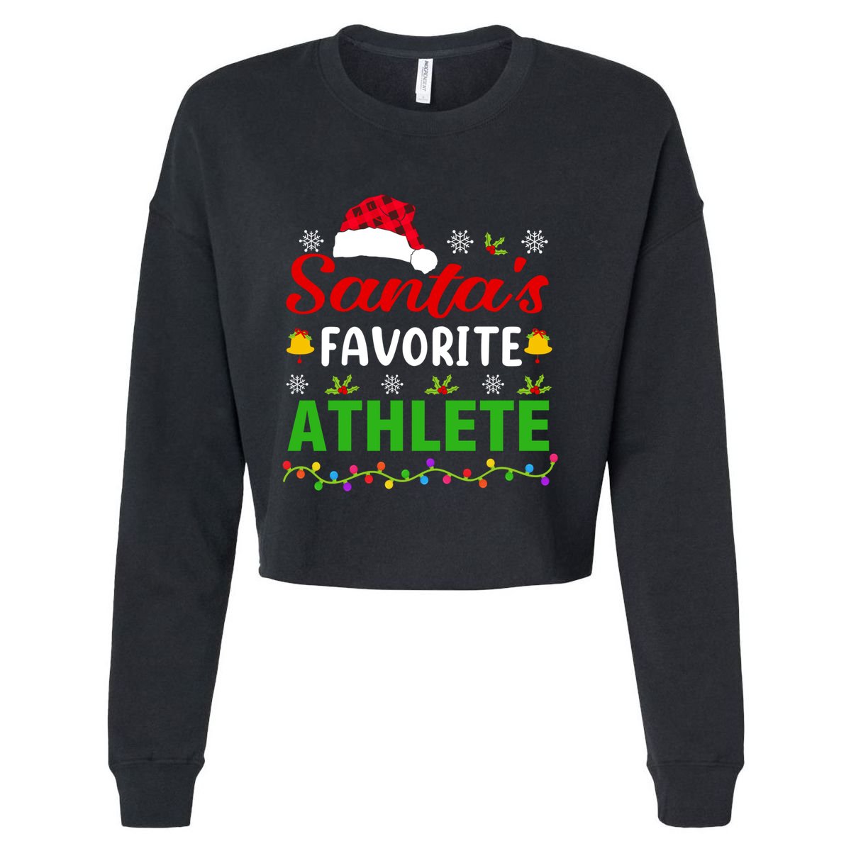 SantaS Favorite Athlete Funny Christmas Athlete Xmas Gift Cropped Pullover Crew