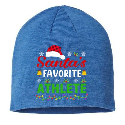 SantaS Favorite Athlete Funny Christmas Athlete Xmas Gift Sustainable Beanie