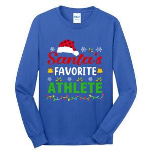 SantaS Favorite Athlete Funny Christmas Athlete Xmas Gift Tall Long Sleeve T-Shirt