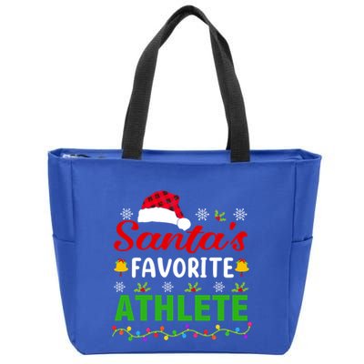 SantaS Favorite Athlete Funny Christmas Athlete Xmas Gift Zip Tote Bag