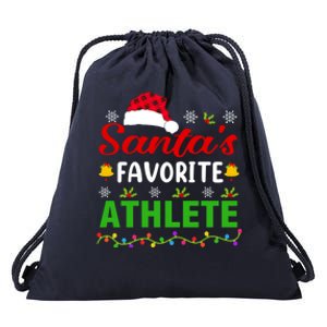 SantaS Favorite Athlete Funny Christmas Athlete Xmas Gift Drawstring Bag