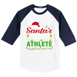 SantaS Favorite Athlete Funny Christmas Athlete Xmas Gift Baseball Sleeve Shirt